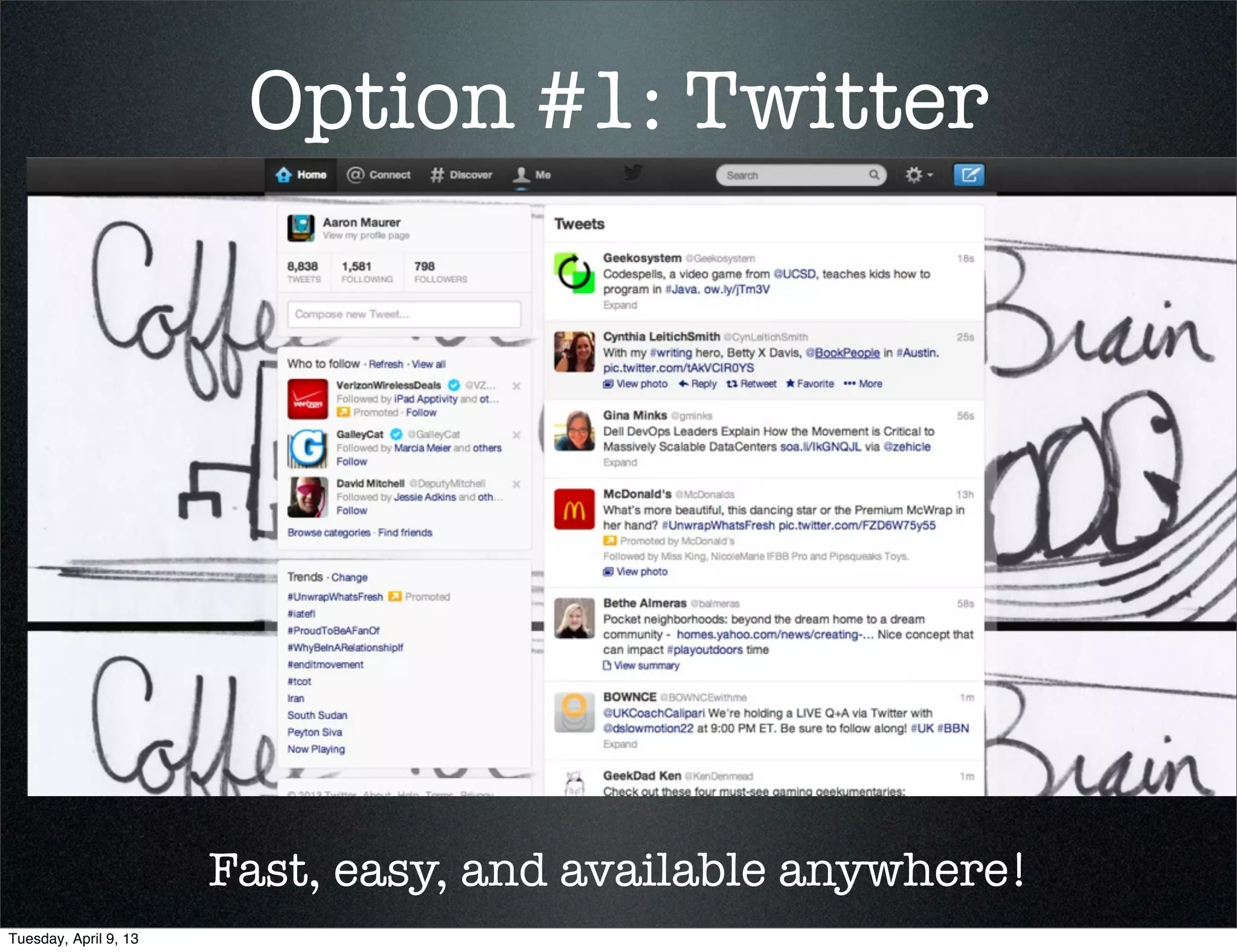 This mindset starts


                       • with us, YOU, the
                         educator




Tuesday, April 9, 13
 