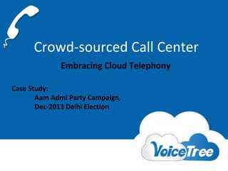 Crowd-sourced Call Center
Embracing Cloud Telephony
Case Study:
Aam Admi Party Campaign,
Dec-2013 Delhi Election

 