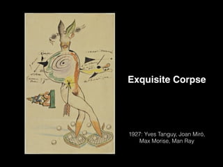 Exquisite Corpse
1927: Yves Tanguy, Joan Miró,
Max Morise, Man Ray
 