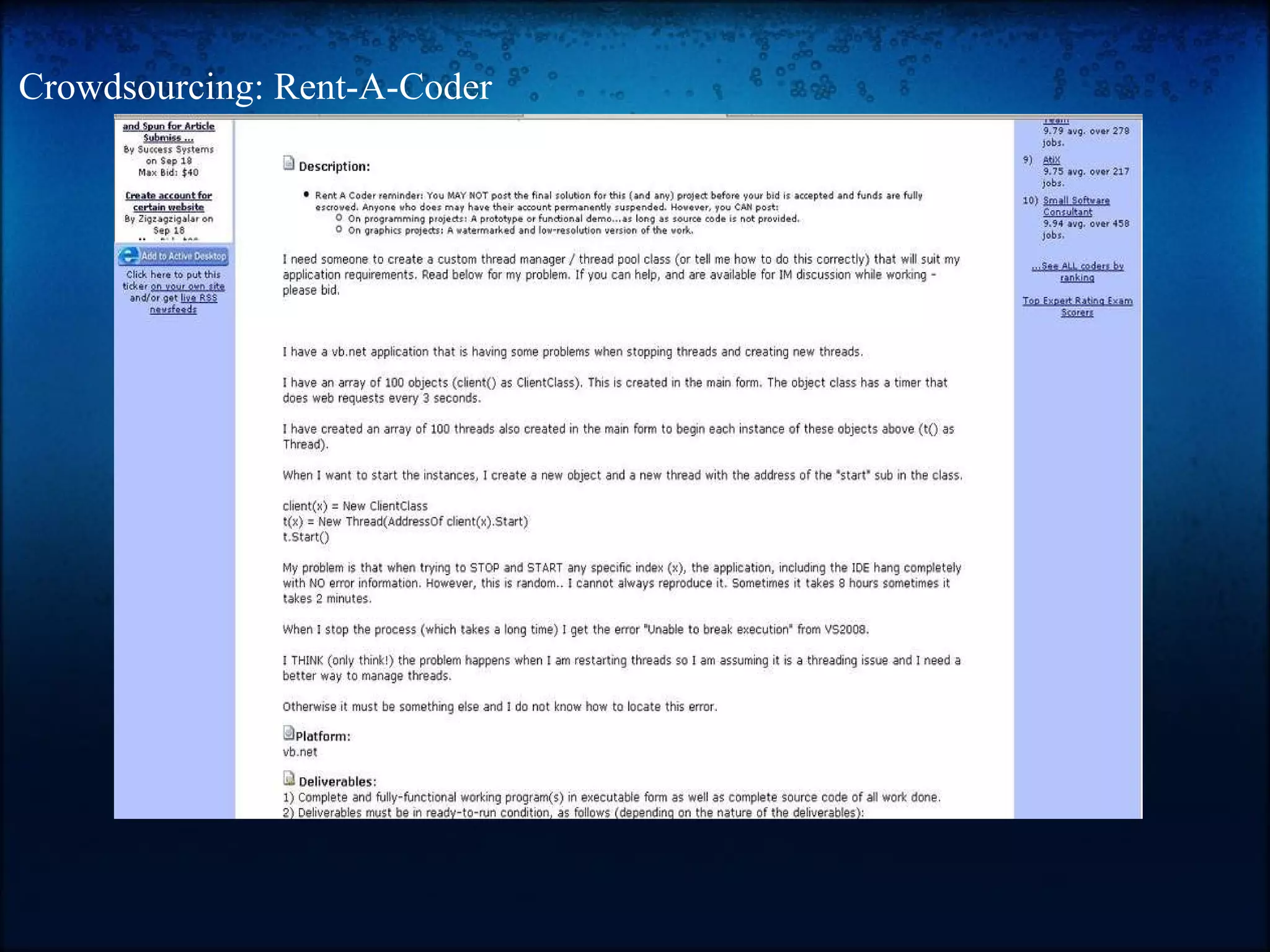 Crowdsourcing: Rent-A-Coder 