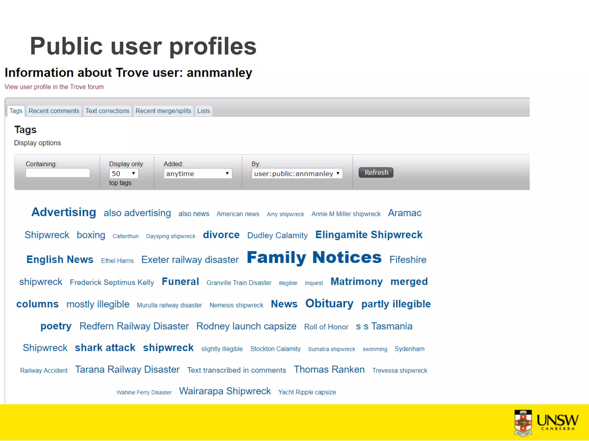 Public user profiles
 
