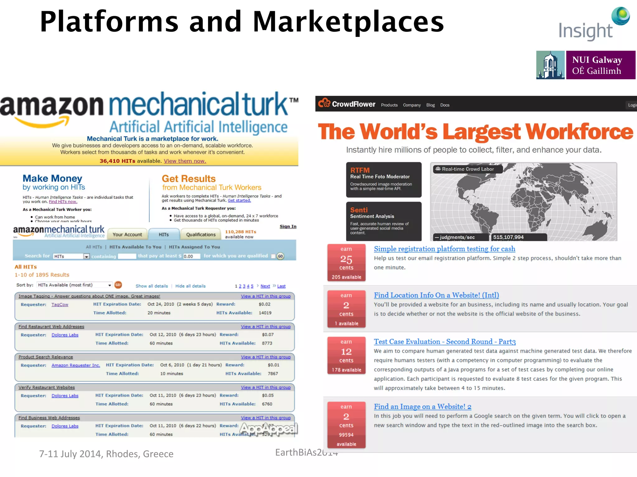 EarthBiAs2014	
  7-­‐11	
  July	
  2014,	
  Rhodes,	
  Greece	
  
Platforms and Marketplaces
 