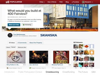 Introduction   Public Participation Context   Crowdsourcing   Crowdfunding   The Future   Q&A
 