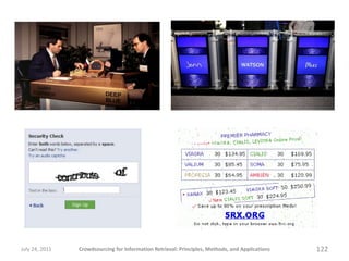 July 24, 2011   Crowdsourcing for Information Retrieval: Principles, Methods, and Applications   122
 