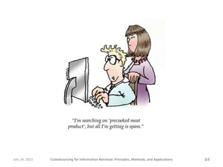 July 24, 2011   Crowdsourcing for Information Retrieval: Principles, Methods, and Applications   84
 