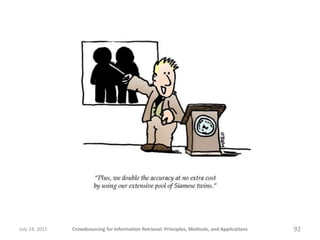 July 24, 2011   Crowdsourcing for Information Retrieval: Principles, Methods, and Applications   92
 