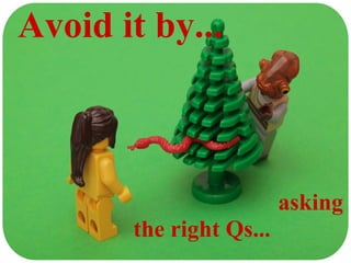Avoid it by...



                         asking
       the right Qs...
 