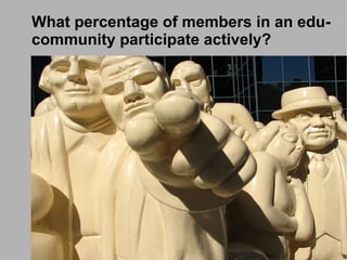 What percentage of members in an edu-
community participate actively?
 