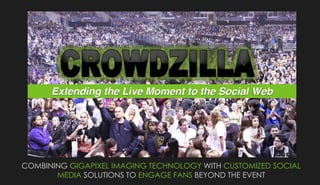 COMBINING GIGAPIXEL IMAGING TECHNOLOGY WITH CUSTOMIZED SOCIAL
MEDIA SOLUTIONS TO ENGAGE FANS BEYOND THE EVENT
Extending the Live Moment to the Social Web
 