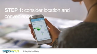 @SagittariusMktg
STEP 1: consider location and
convenience.
 