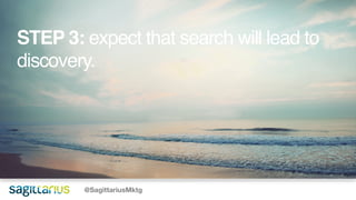 @SagittariusMktg
STEP 3: expect that search will lead to
discovery.
 