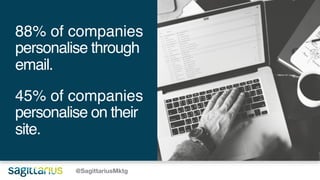 @SagittariusMktg
88% of companies
personalise through
email.
45% of companies
personalise on their
site.
 