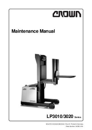 LP3010/3020 Series
Order Number: 812521-006
MS-LP31010/3020-GB 09/02 • Rev. B • Printed in Germany
Maintenance Manual
 
