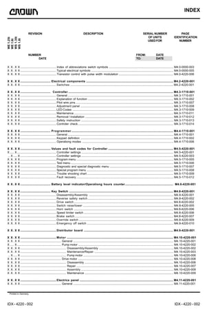 Printed in Germany
REVISION DESCRIPTION SERIAL NUMBER PAGE
OF UNITS IDENTIFICATION
USEDFOR NUMBER
NUMBER FROM: DATE
DATE T...
