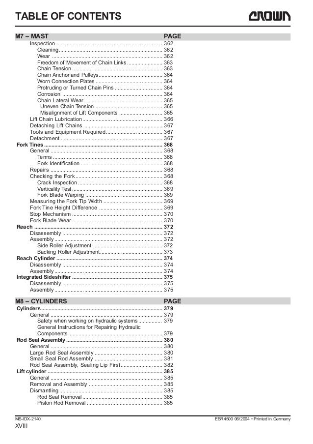 Crown Esr4500 Series Forklift Service Repair Manual