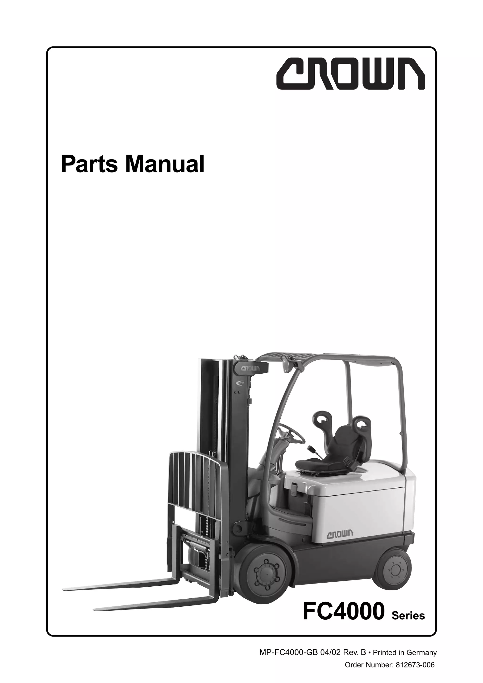 Crown fc4000 series forklift parts catalogue manual | PDF