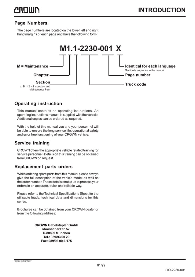 Crown sc3018 forklift parts catalogue manual PDF