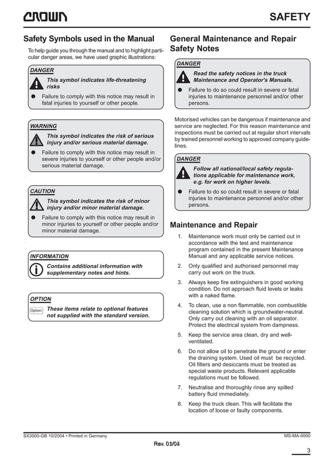 Crown sx3000 series forklift service repair manual PDF