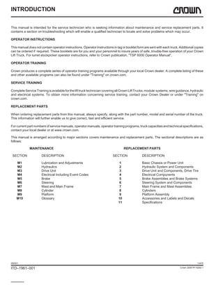 Crown tsp6000 series turret order picker parts catalogue manual | PDF