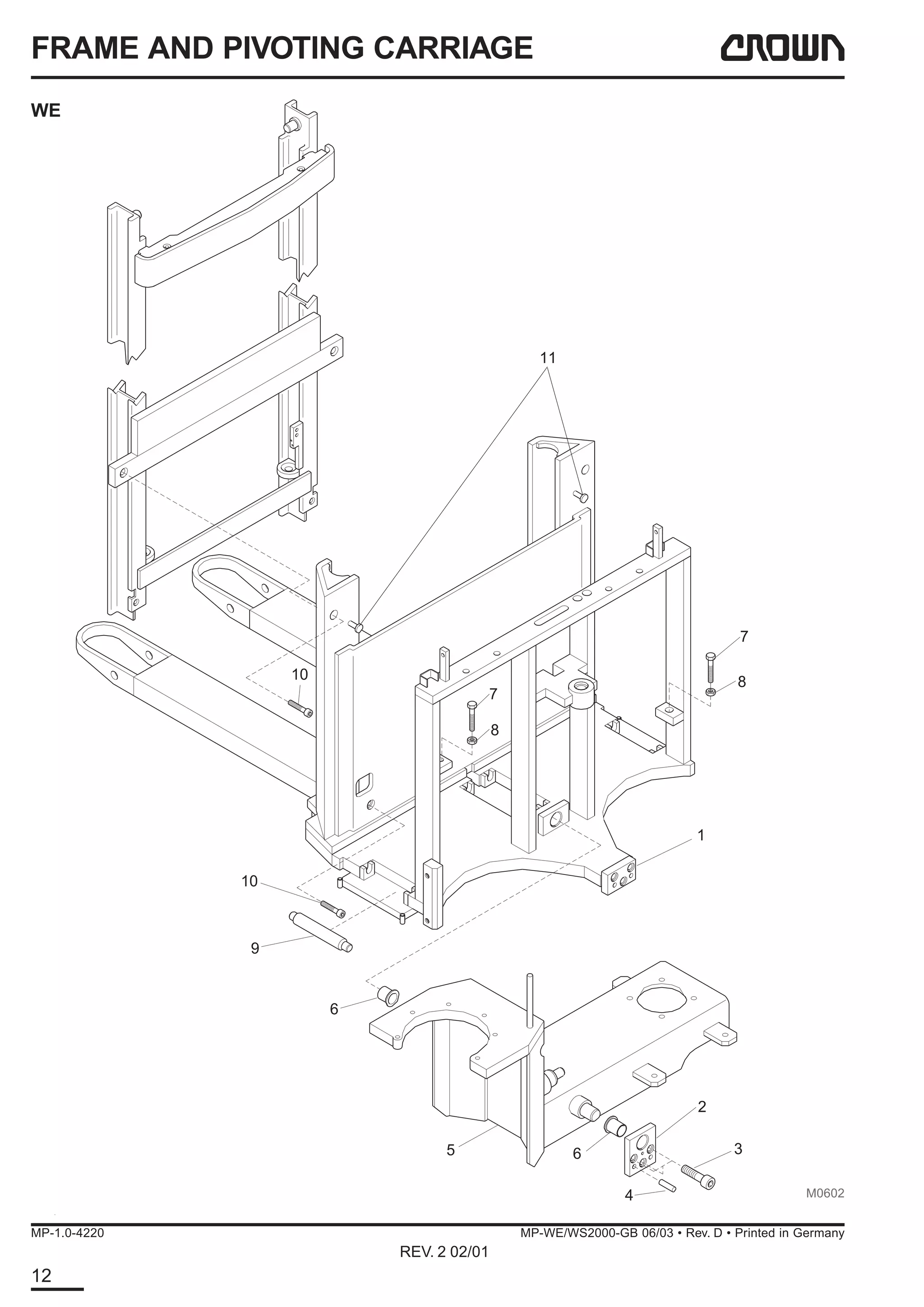 Crown we2000 series forklift parts catalogue manual PDF