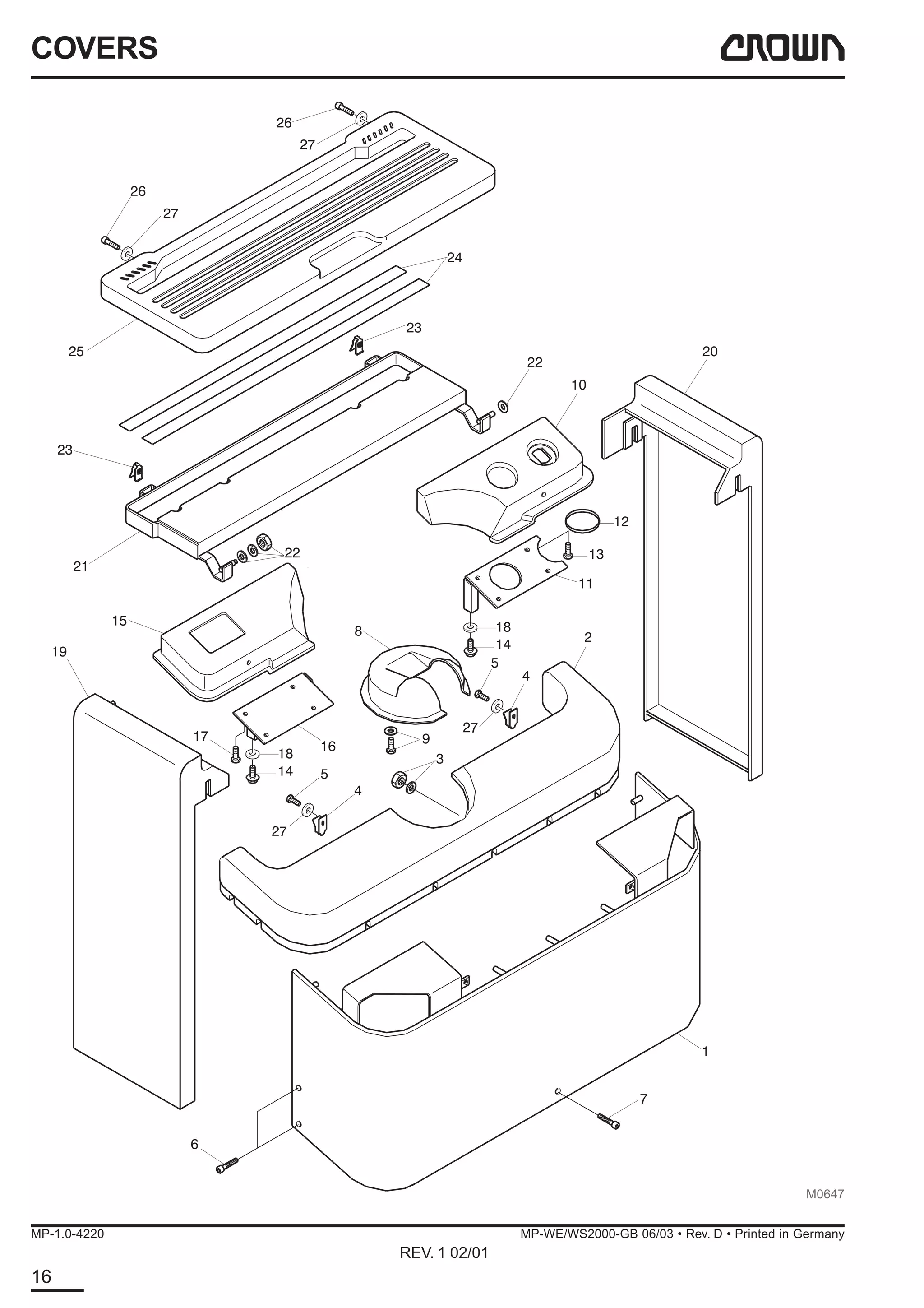 Crown we2000 series forklift parts catalogue manual PDF