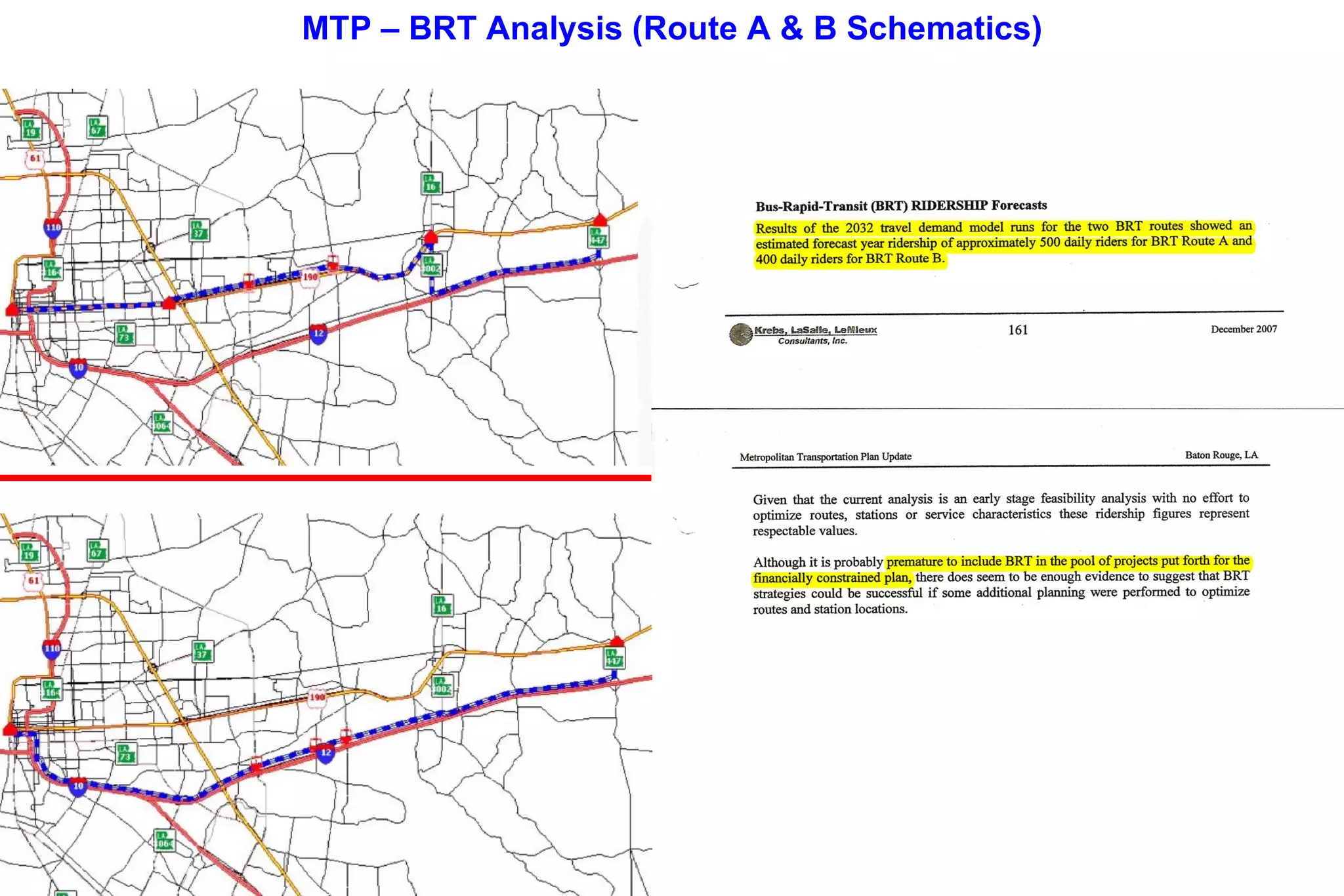 MTP – BRT Analysis (Route A & B Schematics) 