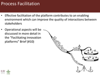Process Facilitation
• Effective facilitation of the platform contributes to an enabling
environment which can improve the...
