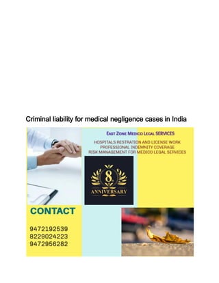 Criminal liability for medical negligence cases in India
 