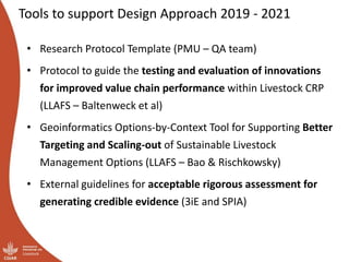 Options for design approaches for evaluation: Initial ideas for design and implementation of the integrated core projects