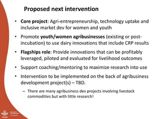 Tanzania Dairy value chain: Initial ideas for Integrated Core Project