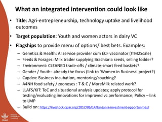 Tanzania Dairy value chain: Initial ideas for Integrated Core Project