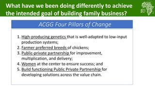 Village poultry: Transforming a sub-sector from family hobby to family business 
