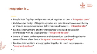 Integrating flagships and outcomes at country level