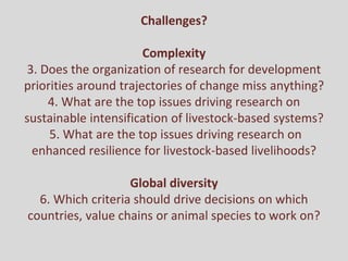 Developing a Livestock Agri-Food Systems Research Program for the CGIAR: Background and guiding questions for face to face consultations