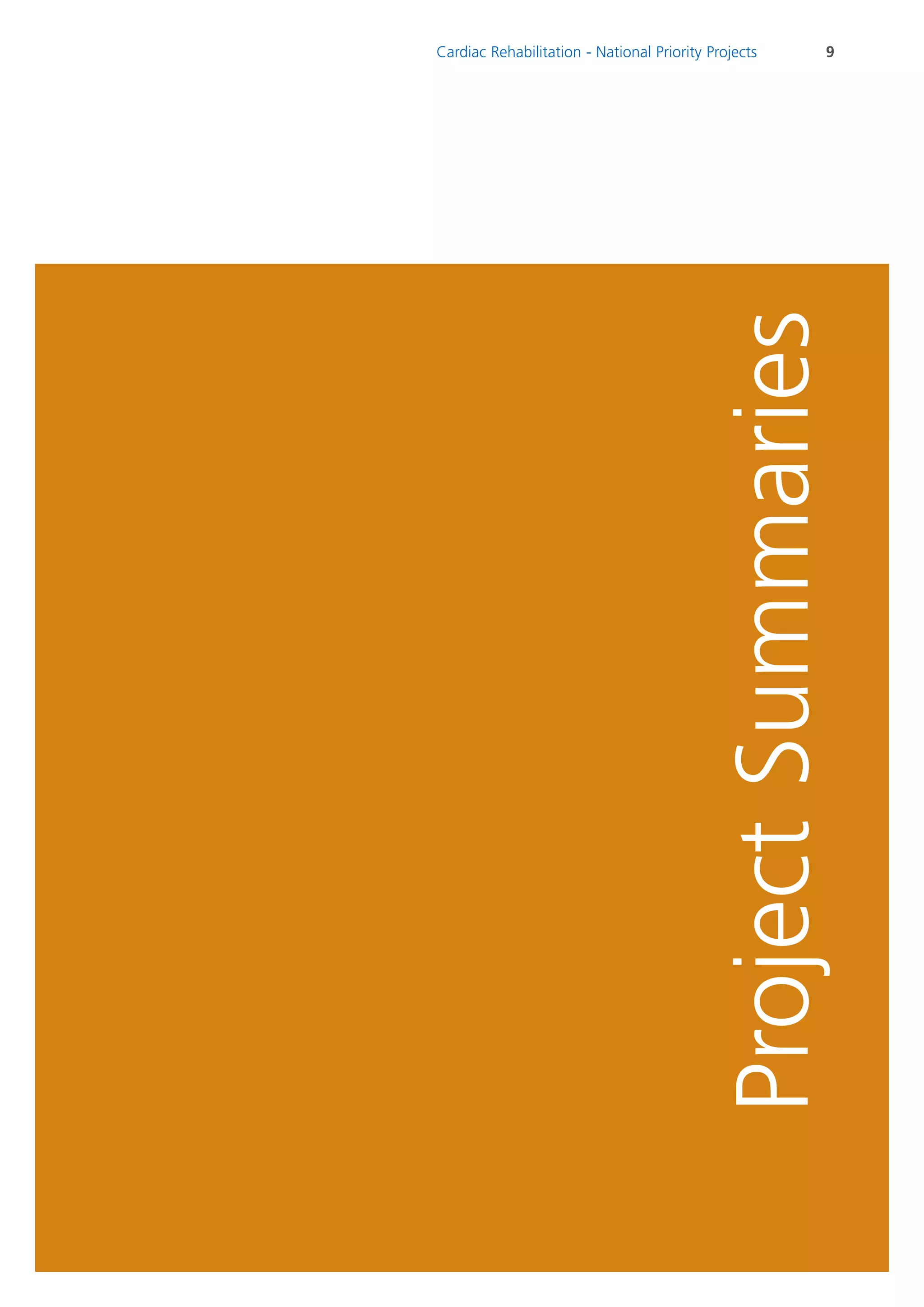 Cardiac Rehabilitation - National Priority Projects           9




                                              Project Summaries
 