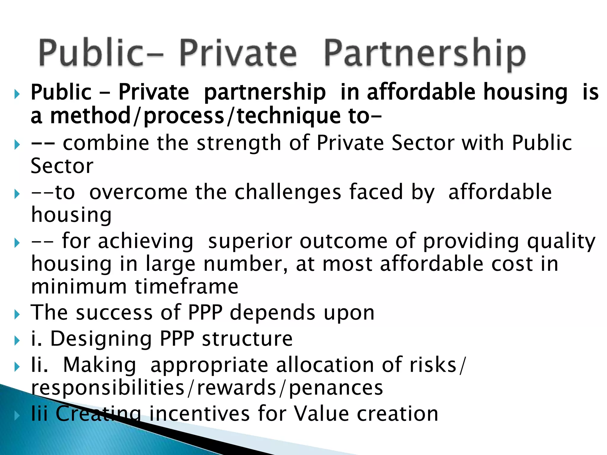 Public Private Partnership in Affordable Housing | PPTX