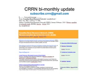CRRN bi-monthly update
  subscribe.crrn@gmail.com
 