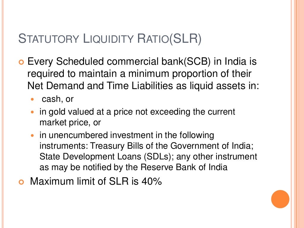 CRR and SLR in banks
