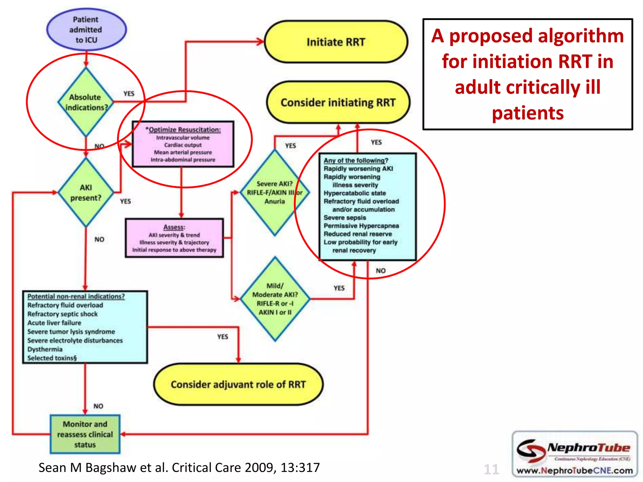 Sean M Bagshaw et al. Critical Care 2009, 13:317
A proposed algorithm
for initiation RRT in
adult critically ill
patients
11
 