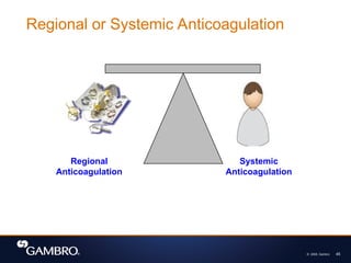 © 2008, Gambro 45
Regional
Anticoagulation
Systemic
Anticoagulation
Regional or Systemic Anticoagulation
 