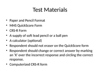 Conner's Rating Scale - psychometric Assessment | PPTX