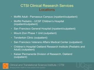 CTSI Clinical Research Services at UCSF: Mission, Application Process ...