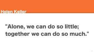 70
Helen Keller
"Alone, we can do so little;
together we can do so much."
 