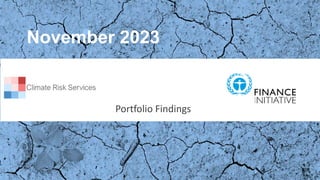 November 2023
Portfolio Findings
 