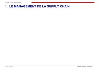 Supply Chain Management
Cabinet TANOUS © 2009 Bernard TANOUS
1. LE MANAGEMENT DE LA SUPPLY CHAIN
 