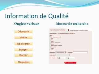 Information de Qualité
   Onglets verbaux   Moteur de recherche
 
