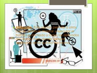  Atribución: Esta opción permite a otros
 copiar, distribuir, mostrar y ejecutar el
 trabajo patentado y todos los derivados
 del mismo. Pero dando siempre
 testimonio de la autoría del mismo.
 