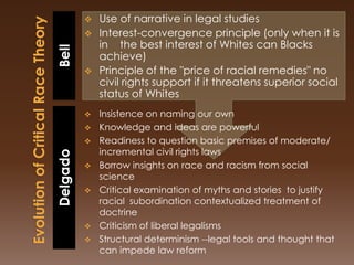 Evolution of Critical Race TheoryBellUse of narrative in legal studies
