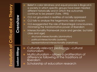 Interest-convergence principle (only when it is in    the best interest of Whites can Blacks achieve)