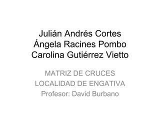 Julián Andrés CortesÁngela Racines PomboCarolina Gutiérrez Vietto MATRIZ DE CRUCES LOCALIDAD DE ENGATIVA Profesor: David Burbano 